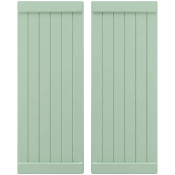 Ekena Millwork Americraft 6-Board Exterior Wood Joined Board-n-Batten Shutters w/ End Batten, ARW103BB621X77SGH, PR ARW103BB621X77SGH - main
